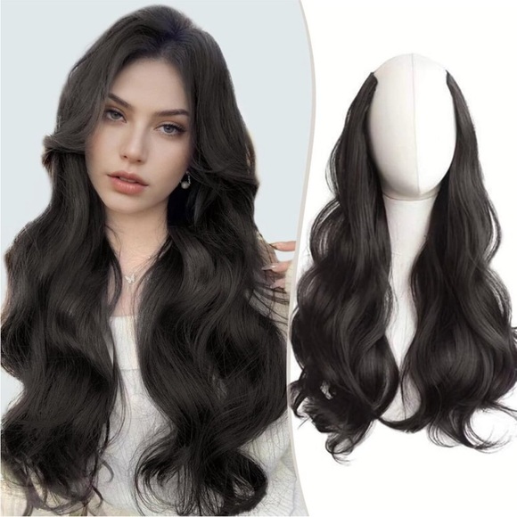V-Shaped Clip in Extensions Hair Extension Wavy Hair Extensions Brown